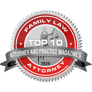 2020 Attorney and Practice Magazine's Badge for Top 10 Family Law Attorney